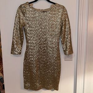 TFNC London Gold Sequin Long Sleeve Dress - Size Small!